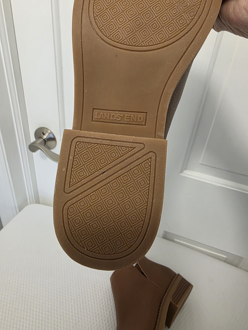 NWOB Lands' End Essential Zip Up Caramel In Color Leather Ankle Booties Size 8.5 - Picture 9 of 12